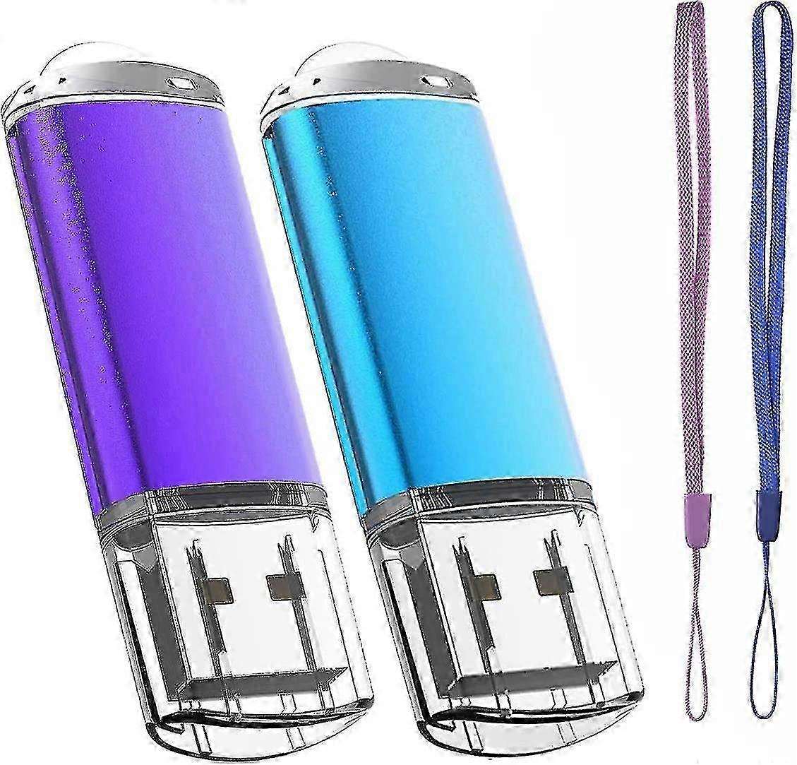2 USB 2.0 Flash Drives with 64GB Storage and String Attachments