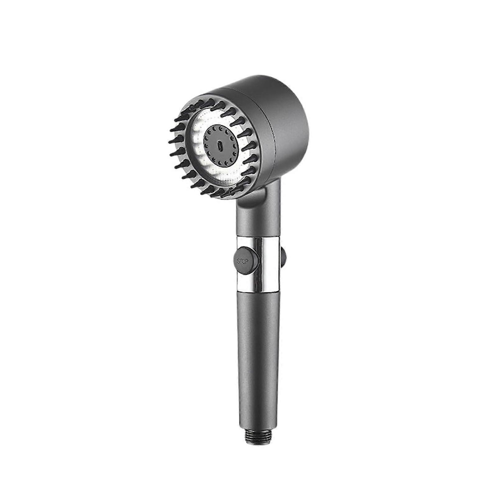 Black Rainfall Shower Head High Pressure 3 Mode Adjustable with Boost Filter for Bathroom Set Light Grey