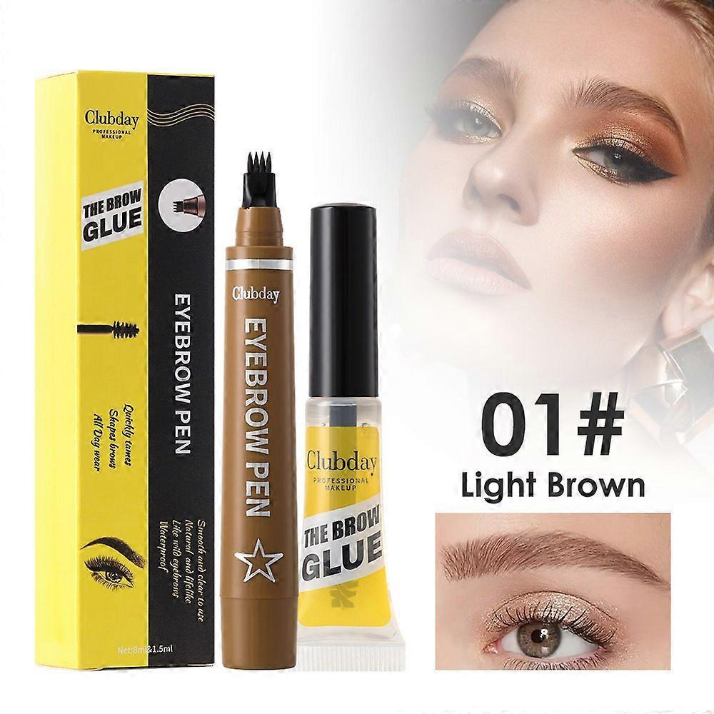 Stylo à sourcils, crayon à sourcils imperméable longue durée, définisseur de sourcils à fourche liquide à 4 griffes, traits naturels ressemblant à des cheveux, ensemble de gel pour les sourcils pour les femmes, Smudge-Resi