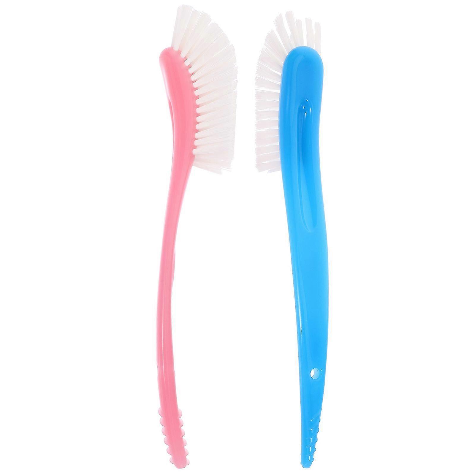 2pcs Multifunctional Cup Brush Practical Feeding Bottle Brush Household Vacuum Cup Cleaning Brush(1pc in Each Color, Blue, Pink)