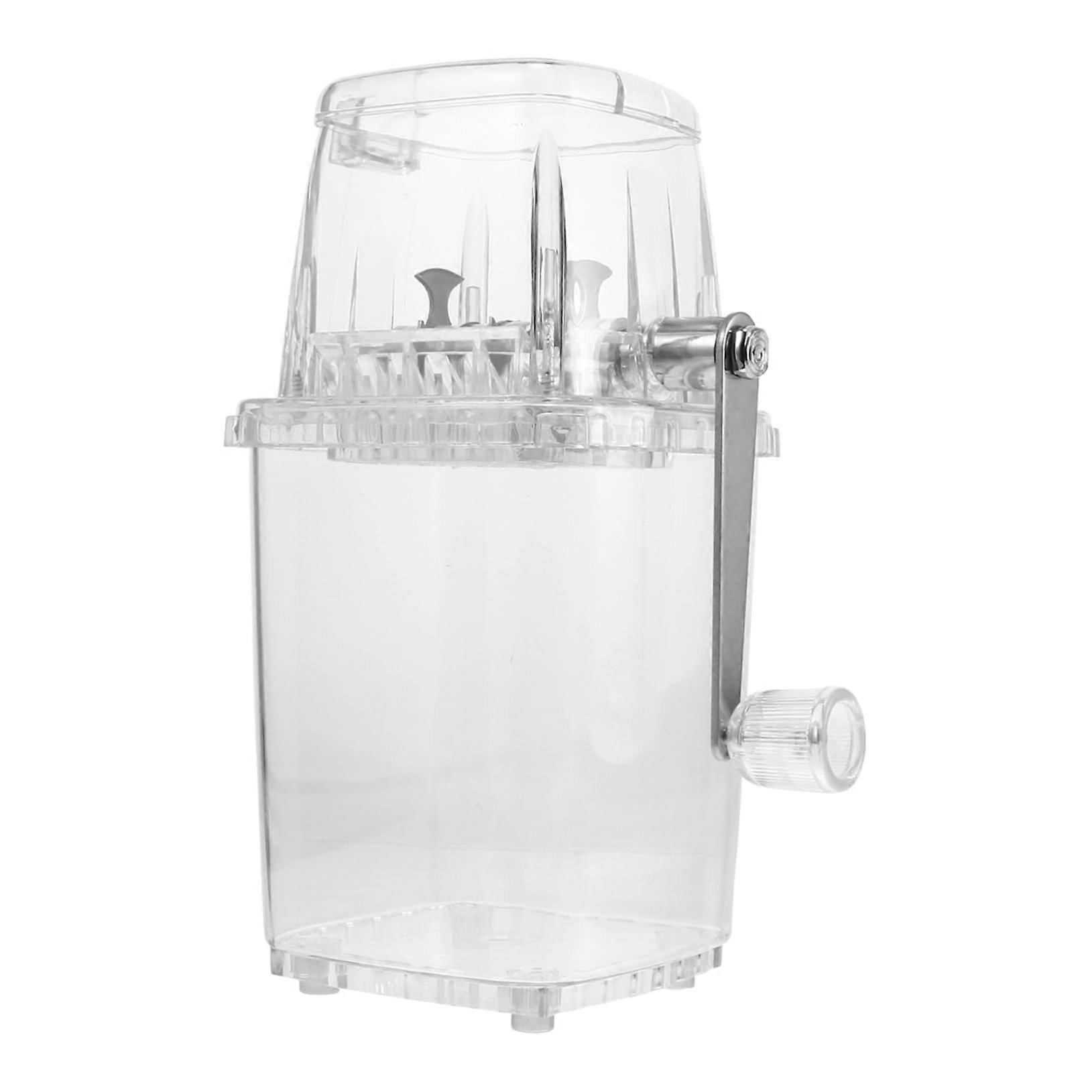 Portable Hand Crank Ice Crusher With Transparent Cover For Home Kitchen Manual Shaved Ice Maker For Snow Cones White