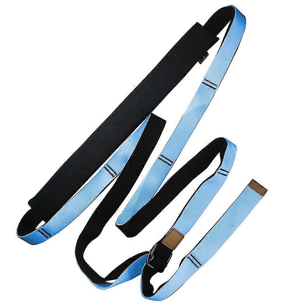 Yoga strap for stretching, back leg flexibility trainer, available in blue.