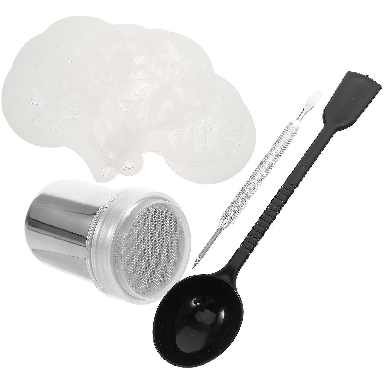 Latte Art Tools Coffee Stencils for DIY Use 1Set with Measuring Spoon