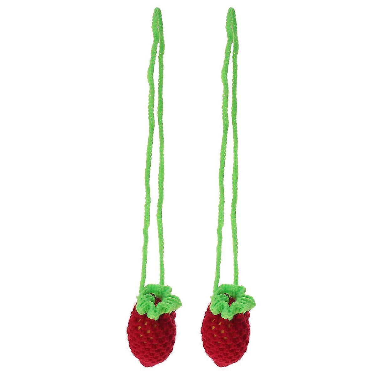 Handmade Knitted Egg Bags with Strawberry Design – Drawstring Net Pockets for Easter Celebrations, Holding Eggs, Candies & Treats