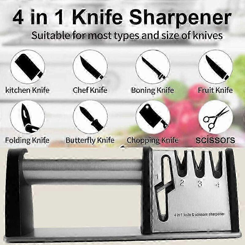 Professional Knife Sharpener, Knife Sharpener 4 Levels Knife Sharpener Scissor Sharpener for Shears, Diamond Rods for Coarse Grinding of Tungsten Carb