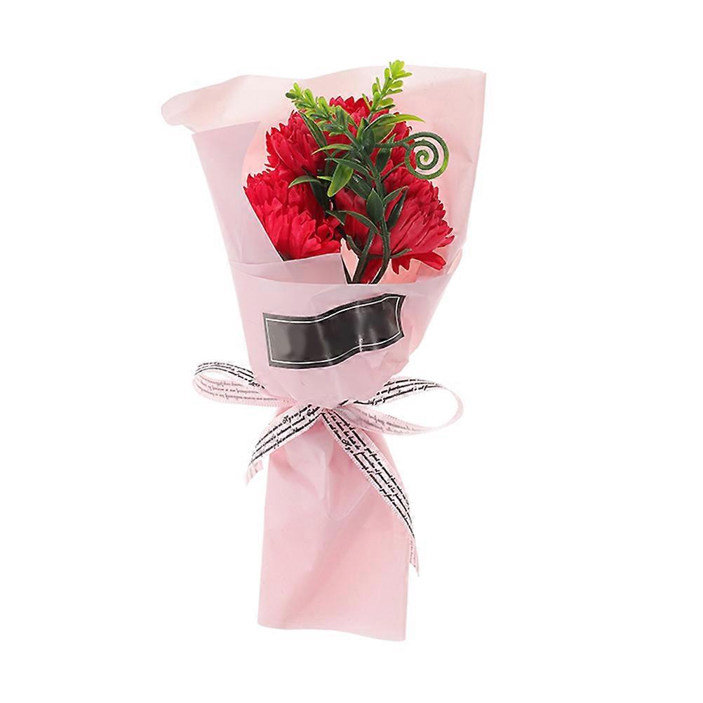 Mothers Day Gift Carnation Soap Flower Bouquet Red Artificial Flower Decorative 1Pcs