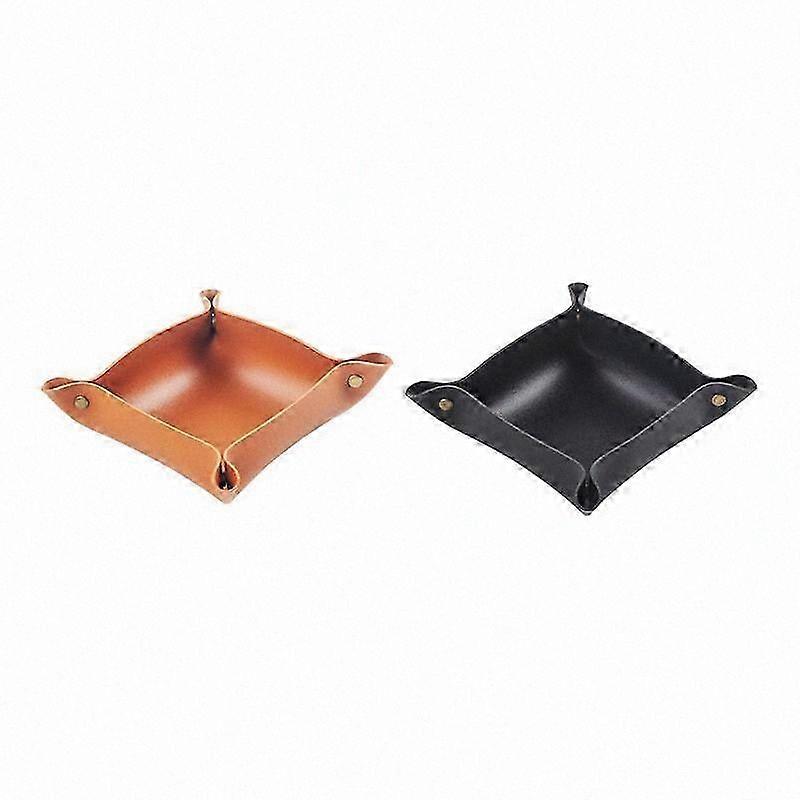 Leather Organizer Tray Set for Keys, Wallet, Phone, and Desk Accessories, 2-Piece Storage Solution