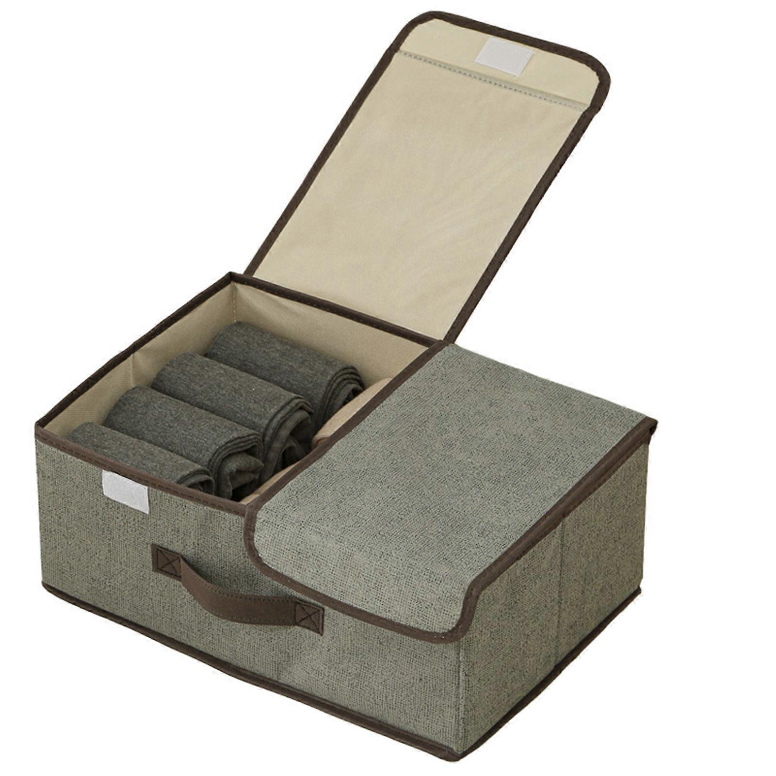 Large Foldable Clothes Storage Bin Breathable Fabric Organizers With Secure Lid And Multiple Compartments For Home Use  M Gray