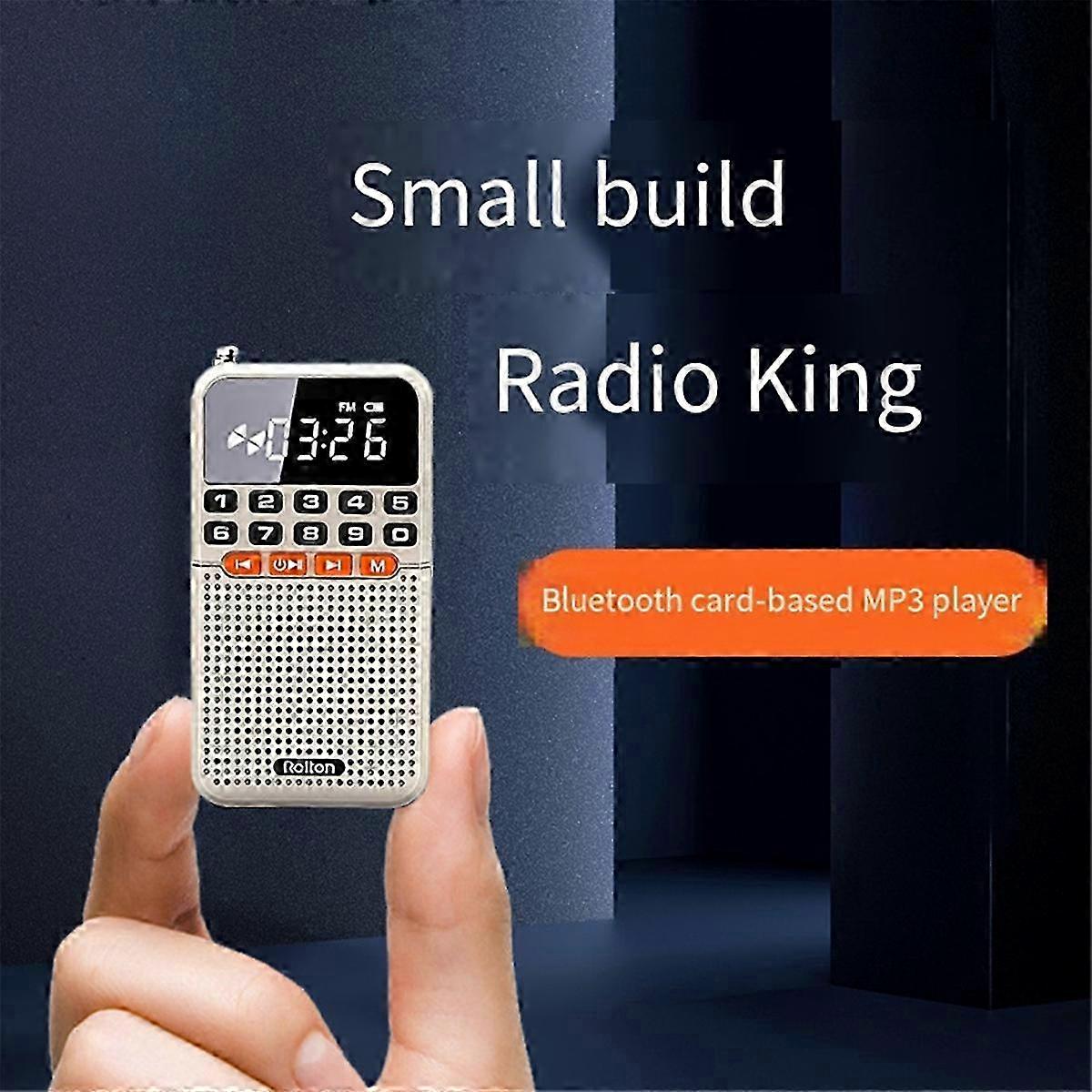 Portable AM/FM Radio with Bluetooth 5.0 TF Card Slot LED Gold