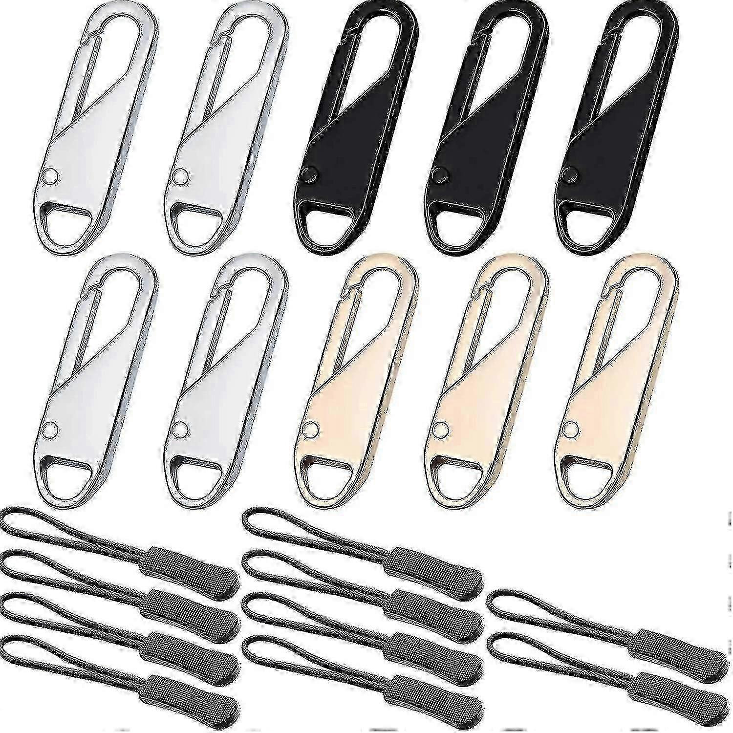 Zipper Pull Tab Replacement Metal Zipper Extender Handle Fixer 10 Pcs