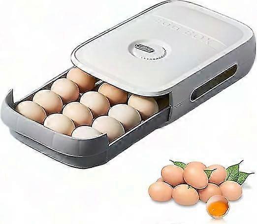 Plastic Egg Storage Box for Fridge & Freezer, 18-20 Grid Egg Holder with Drawer for Kitchen & Tableware