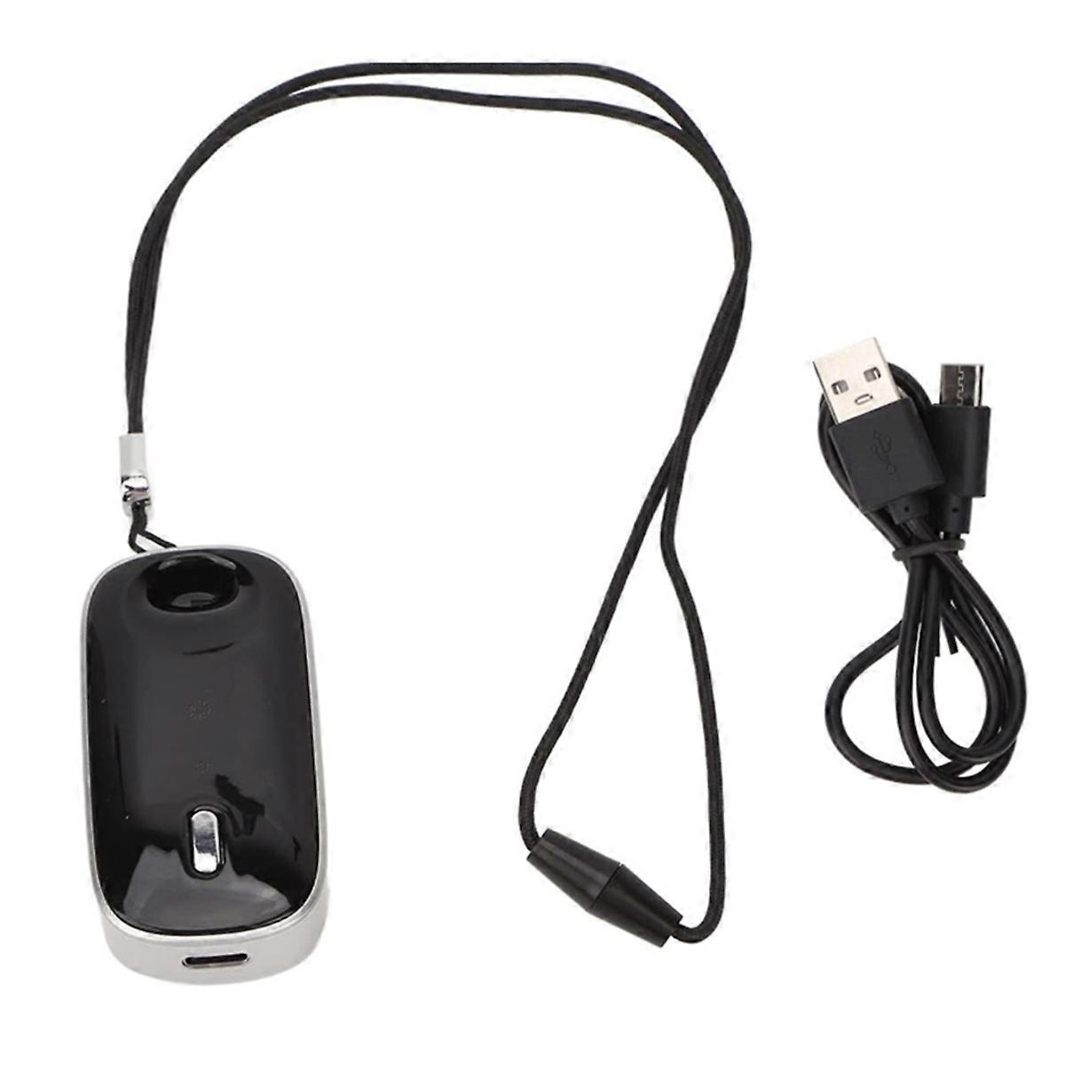 Wearable Air Necklace, Rechargeable Mini Low Noise Air Purifier, Travel Size Negative Ion Air Purifier Black+Silver