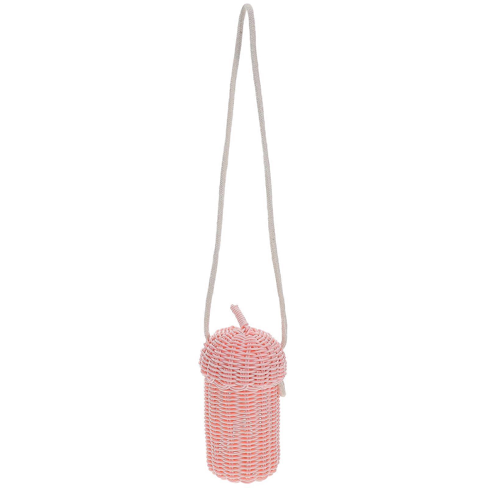 Acorn Shaped Rattan Bag 1 Set Rattan Storage Basket Hand Woven Shoulder Bag for Kids with Handle Small Decorative Basket