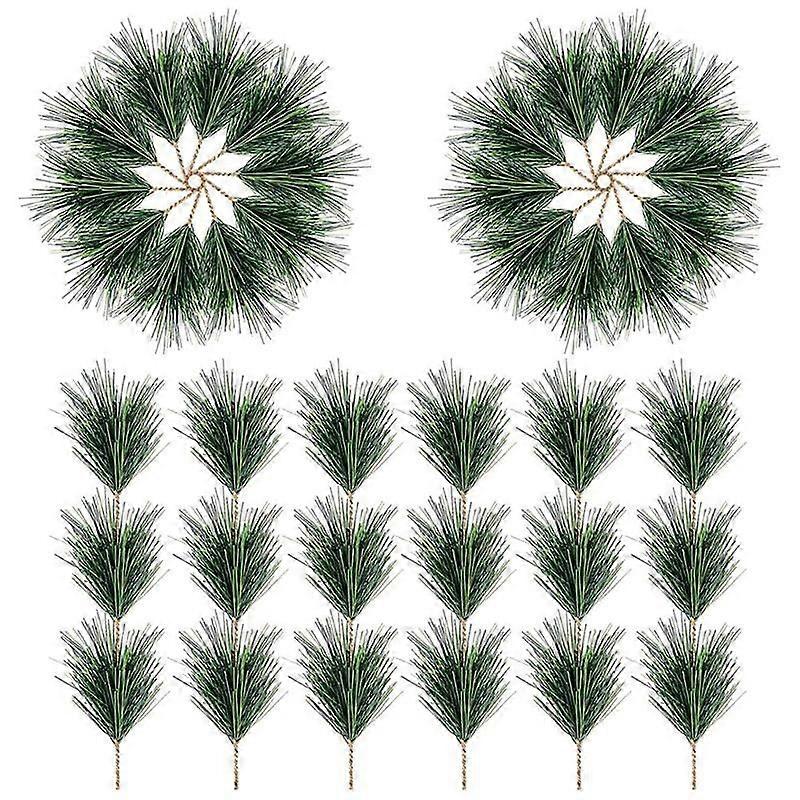 60 PC Artificial Green Pine Needles Branches-Small Pine Twigs Stems Picks- Greenery Pine Picks for
