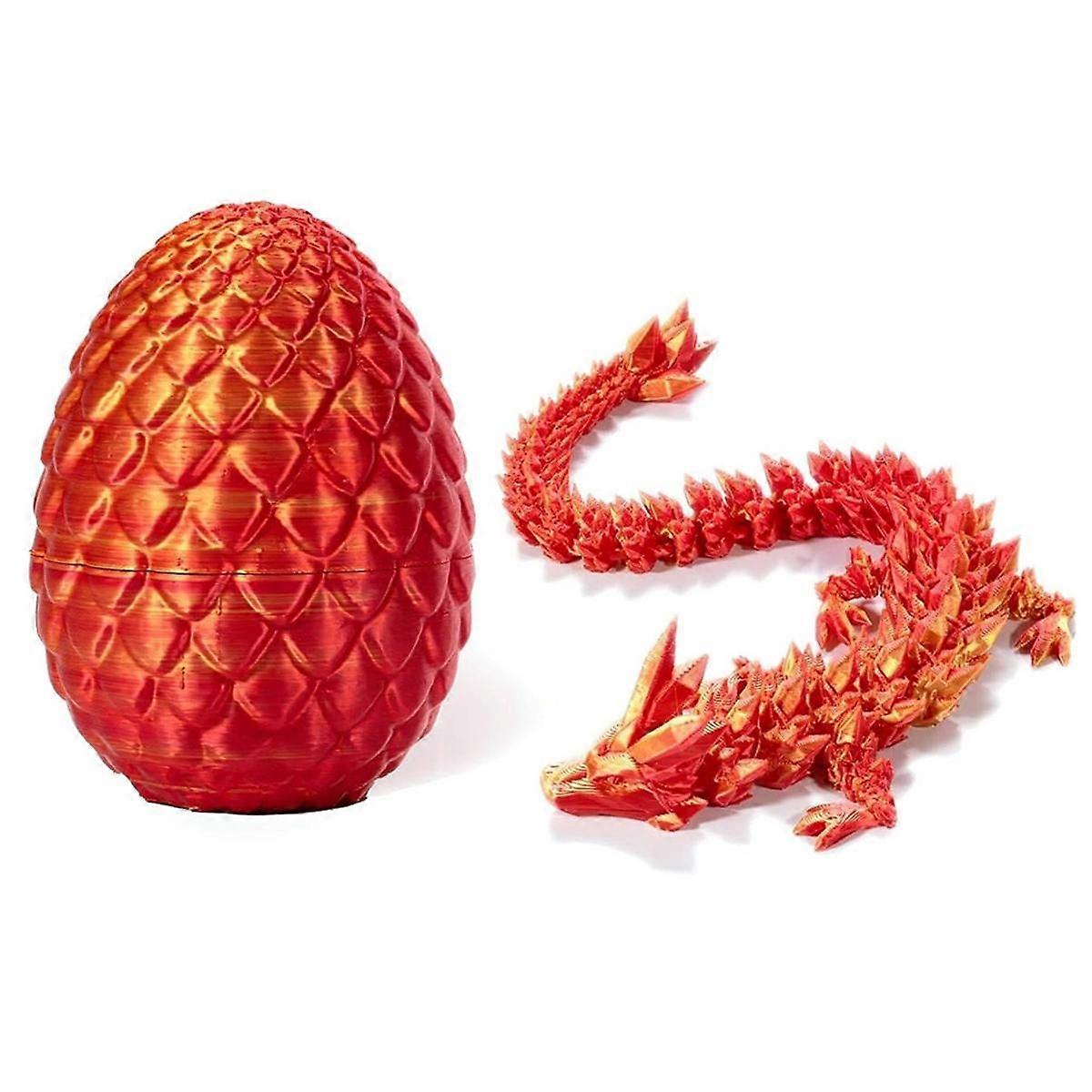 3D Printed Dragon in Egg, Full Articulated Dragon Crystal Dragon with Dragon Egg,Home Office Decor