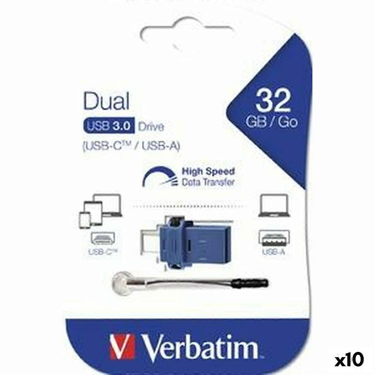 USB stick Verbatim GO SPEED DUAL Blue 32 GB (10 Units)