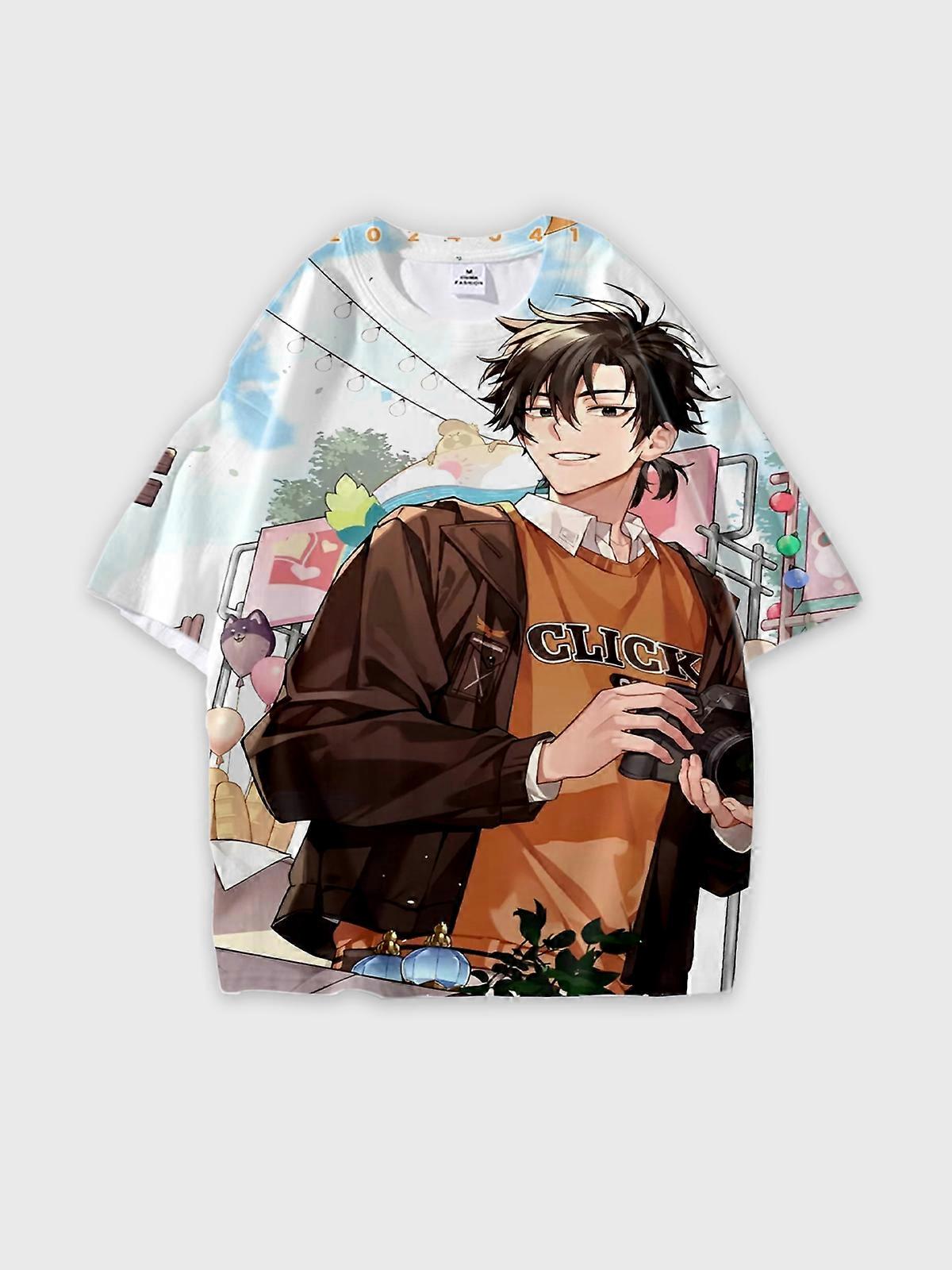 T-Shirt Short Sleeve Round Neck, Summer Casual Loose Graphic Tee, Unisex The Link Click W3014