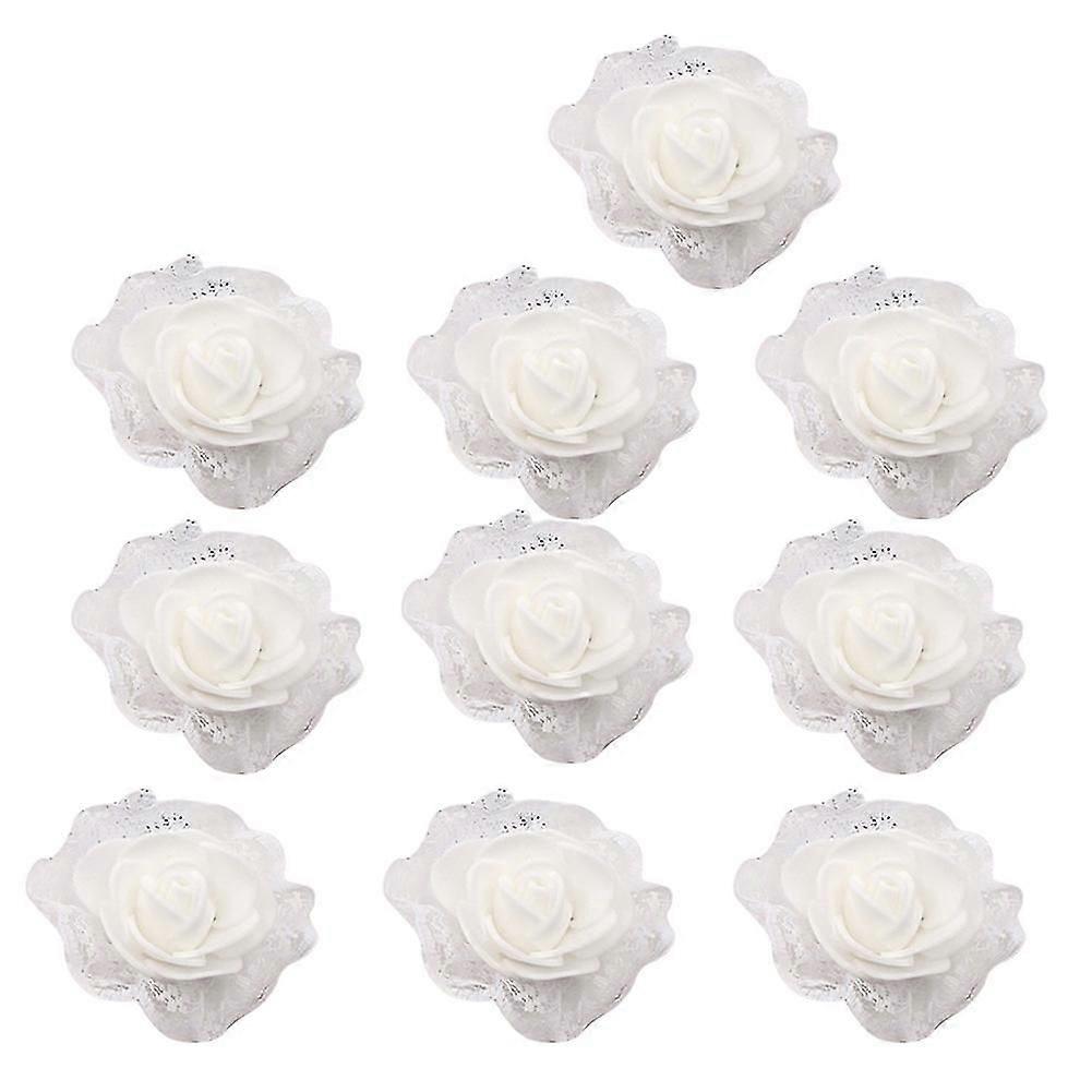 10Pcs Artificial Rose Lace Head Wedding Decor DIY Handmade Craft Wreath Flower