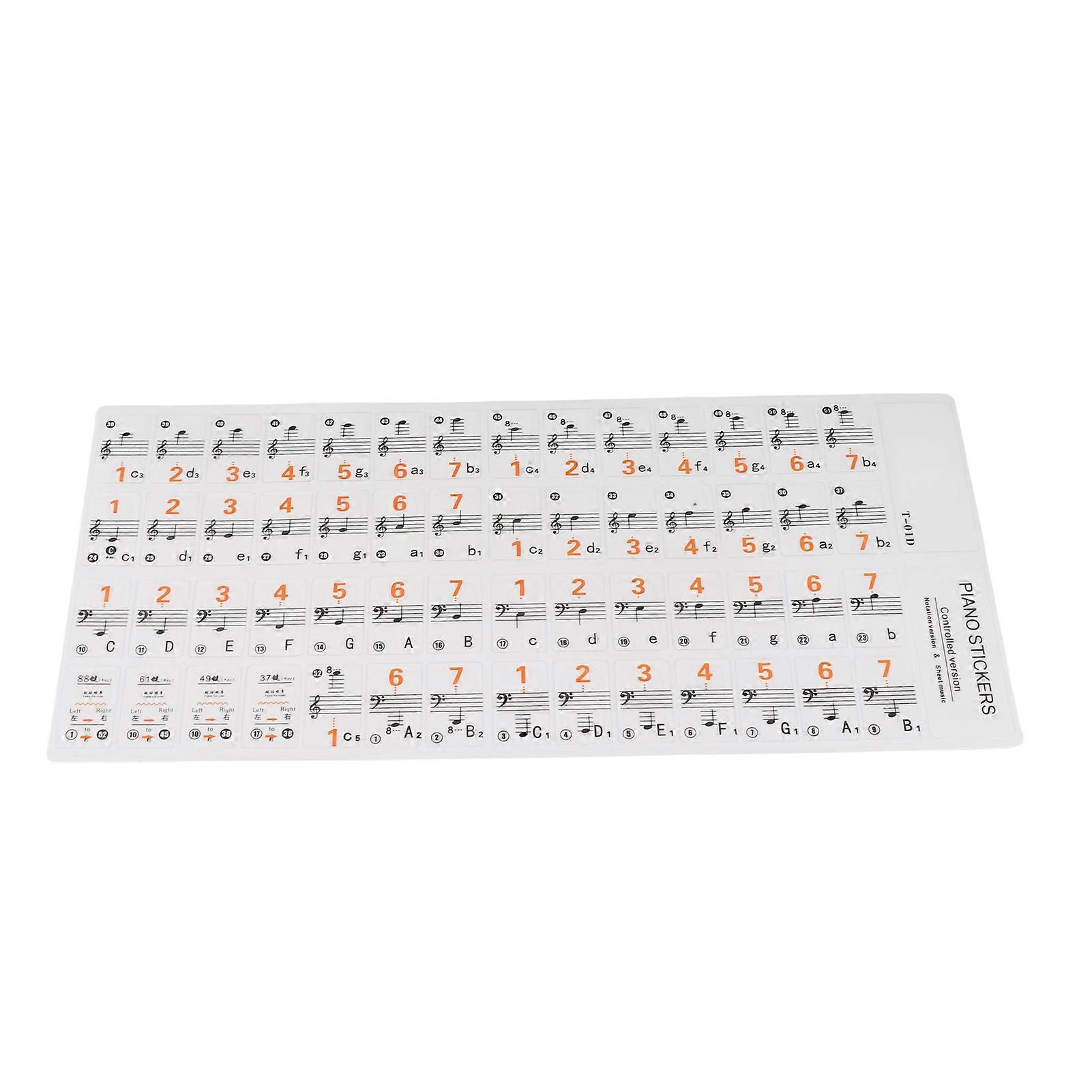 Transparent 37-88 Key Electronic Keyboard Piano Note Stickers Set