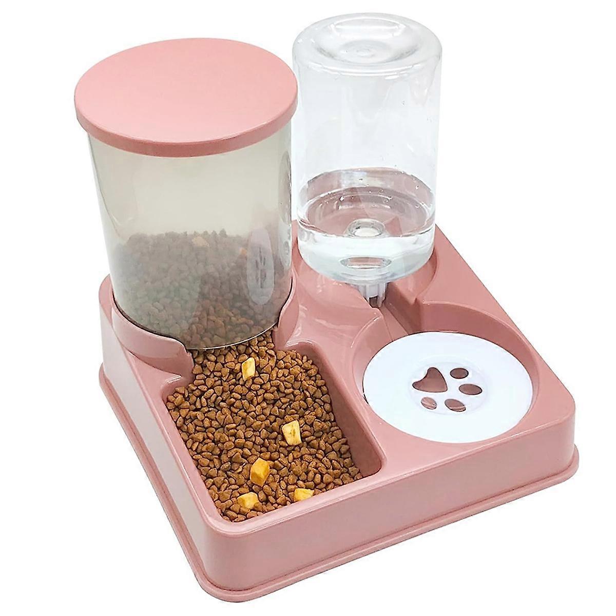 Automatic Cat Feeder Water Dispenser Set 2 in 1 Tilted Automatic Pet Food and Water Feeder Food Feeder and Waterer