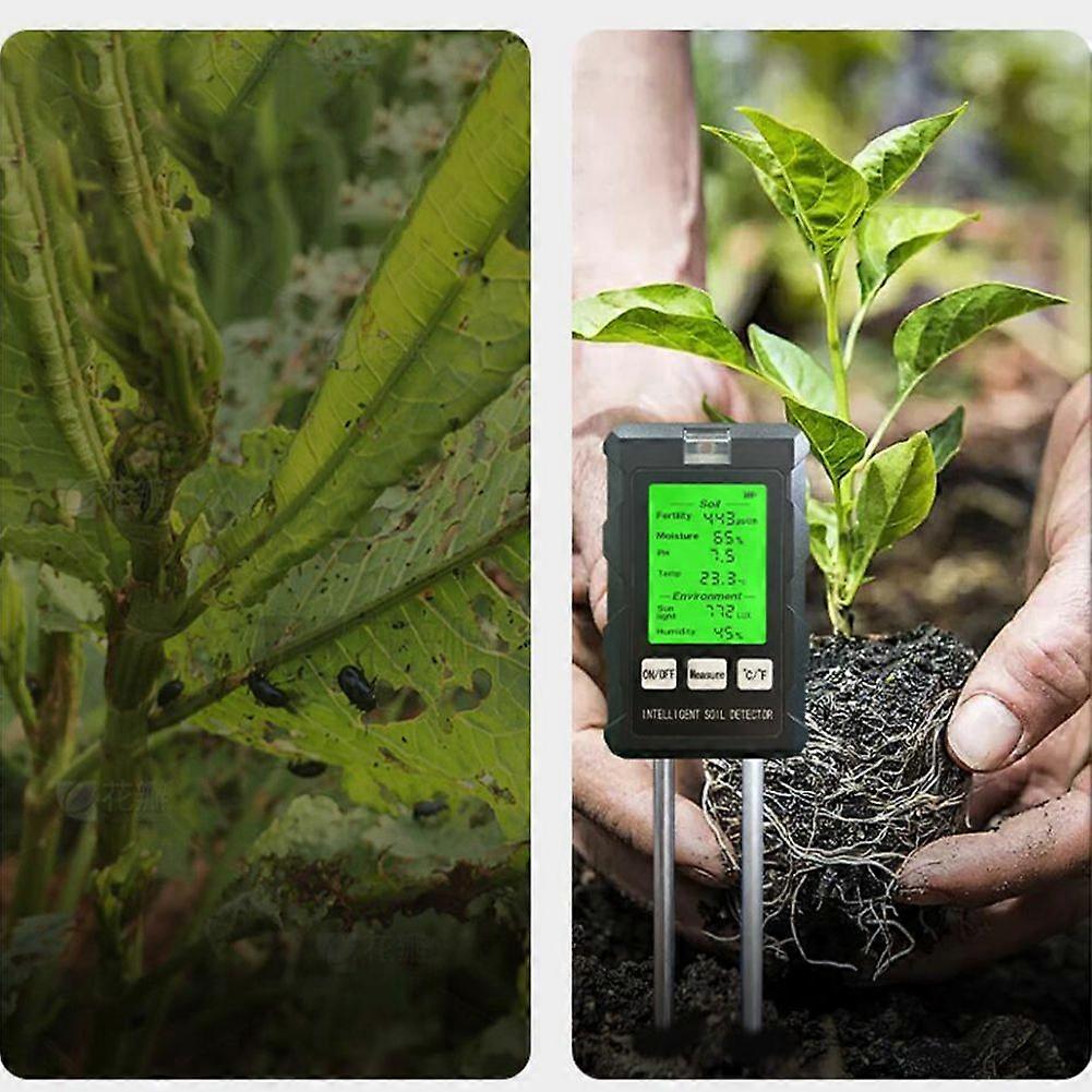 6in1 Soil Tester Multifunctional Soil Fertility pH Temperature Humidity Sunlight Air Moisture Tester Practical Soli Analyzer Versatile Gardening Tool