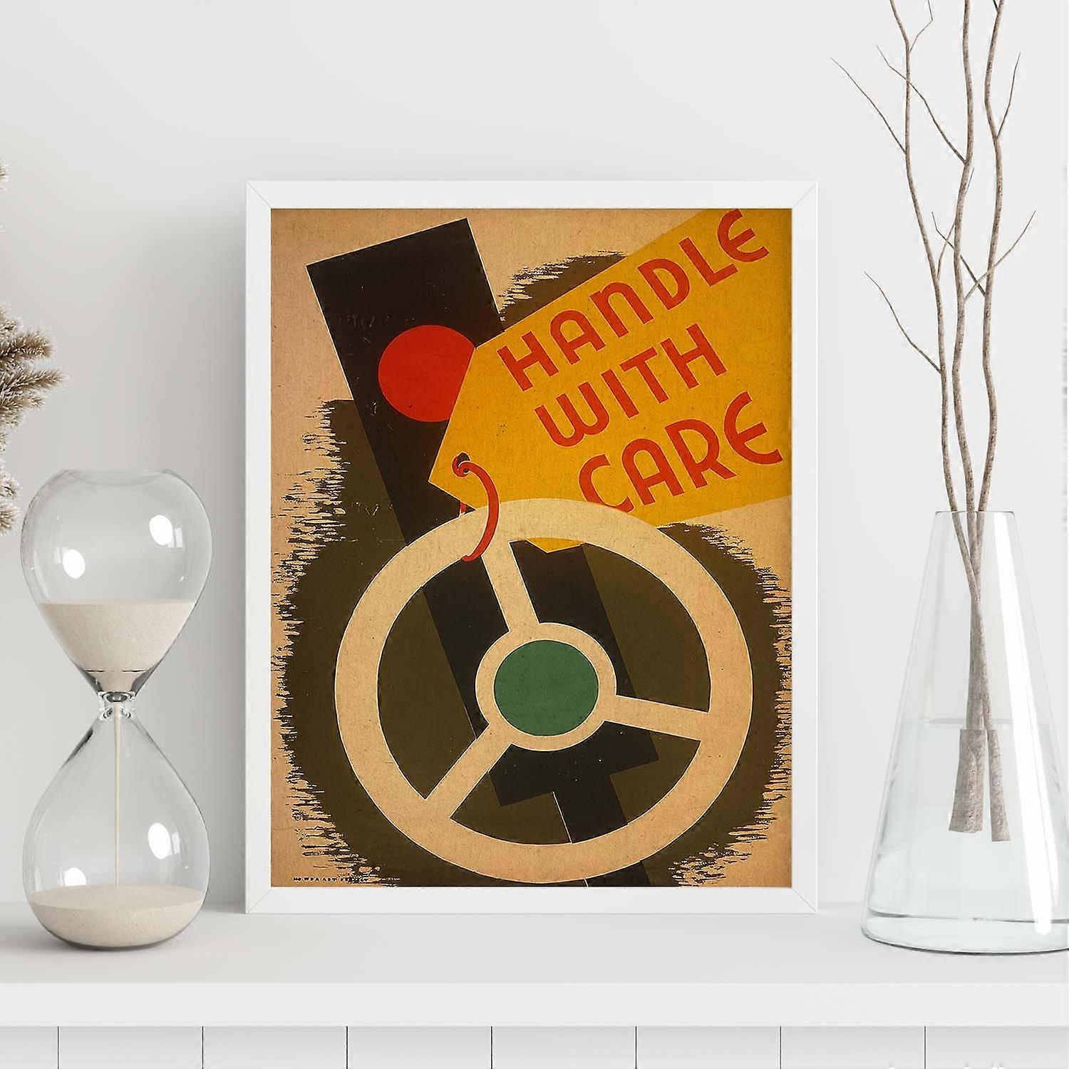 Affiche vintage éducative - Conduisez prudemment