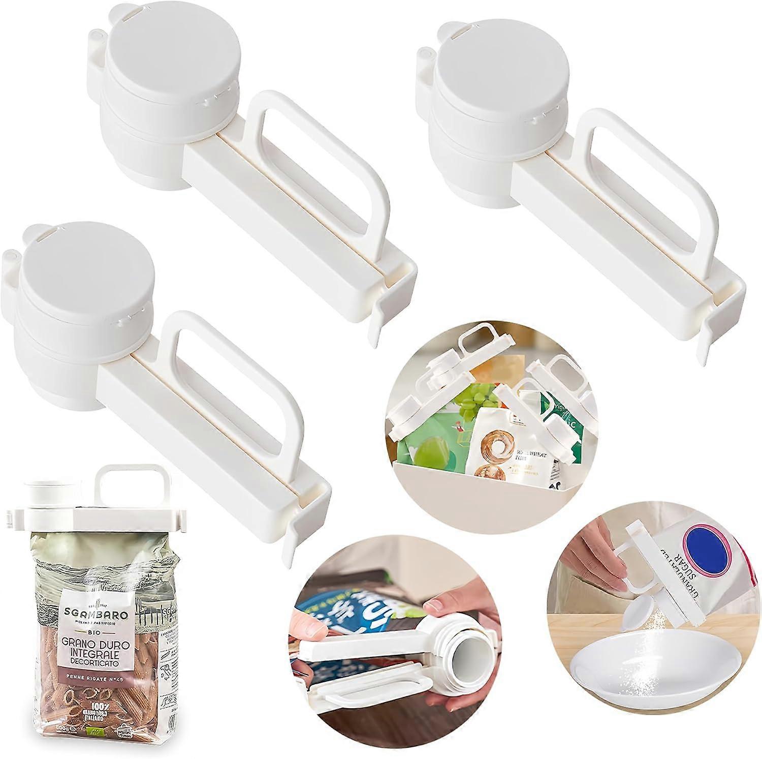 3 Pack Food Bag Clips with Pour Spouts, Food Storage Sealing Clips