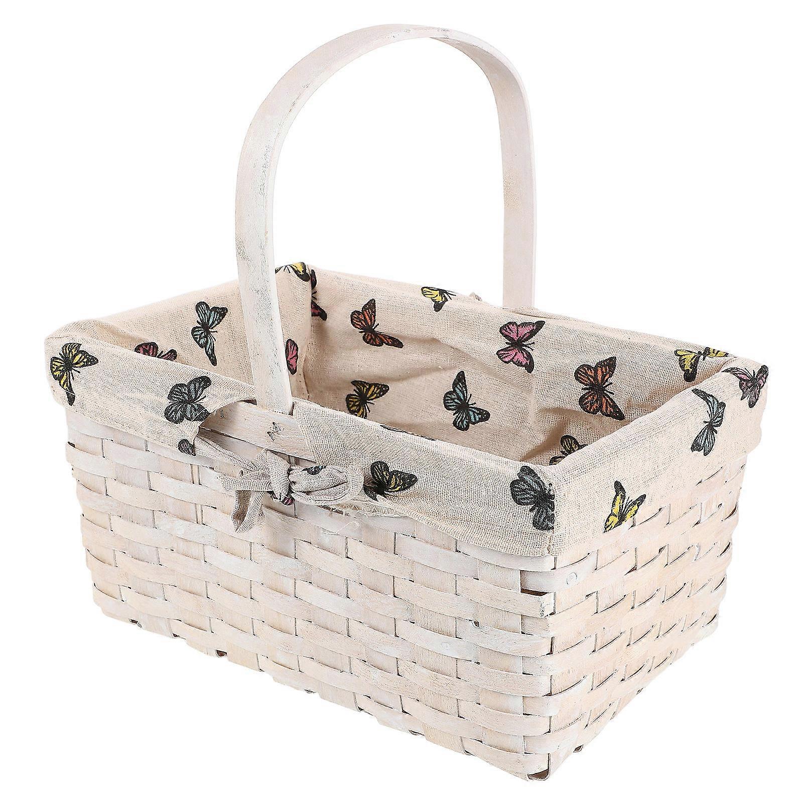 Decorative Storage Basket for Home Large Rectangular Woven Rattan Basket with Handle