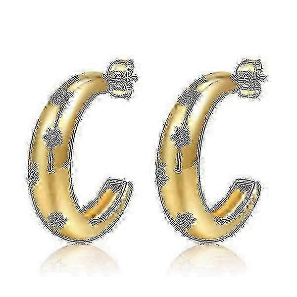 New Star C-shaped Micro-set Earrings: Delicate, Versatile, High-quality