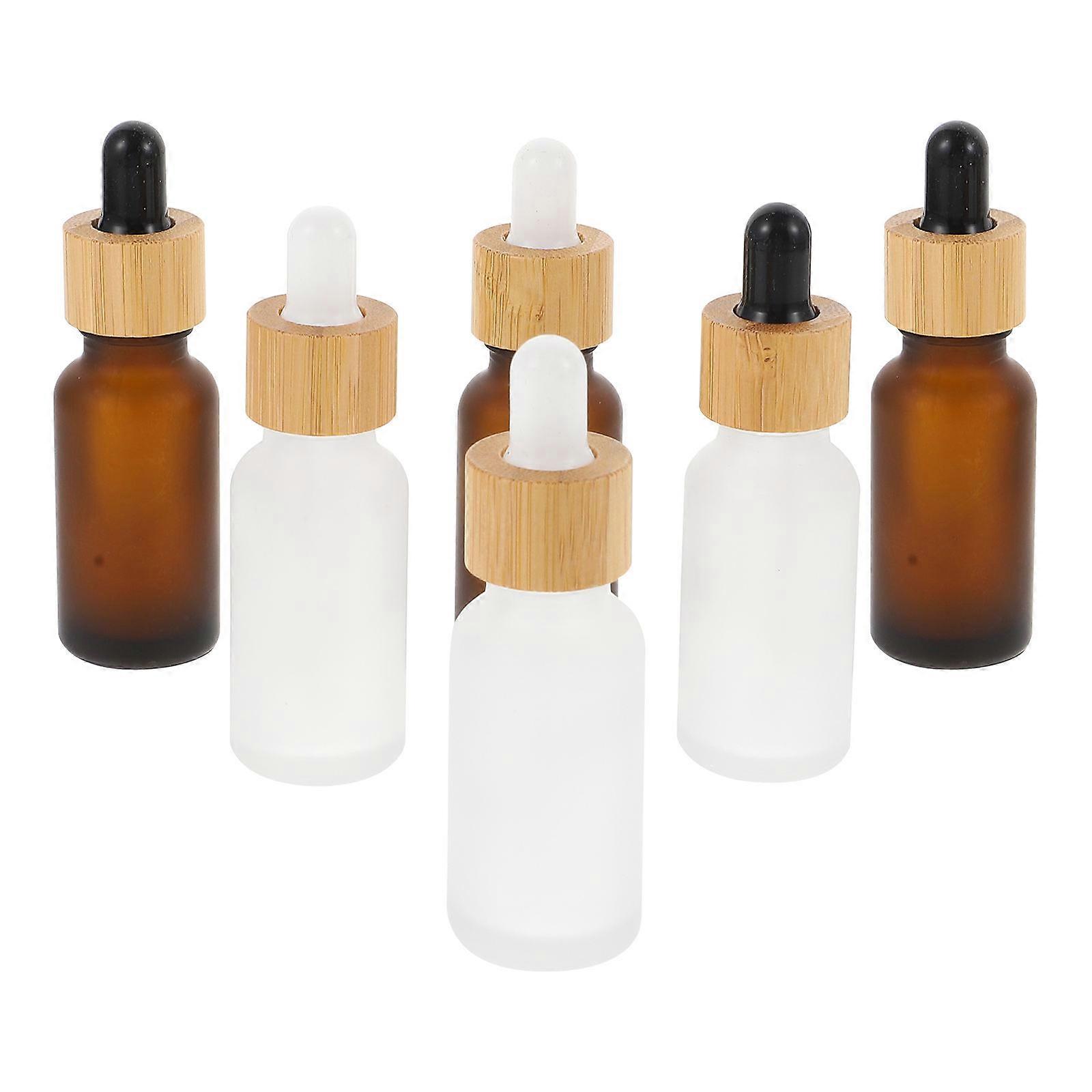 Travel-Friendly Round Dropper Design Empty Bottle for Women with Glass Wood Material Assorted Color Function 6Pcs