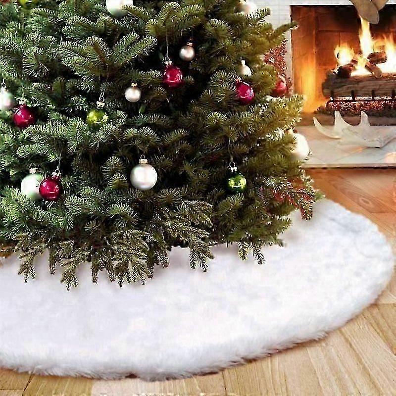 White Christmas Tree Skirt Plush Snow Xmas Tree Decorations Carpet Holiday Tree Topper Christmas 90cm Mon1224-9-41658