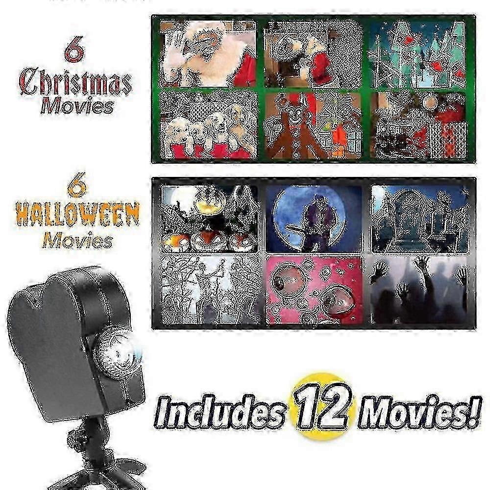 Halloween Window Projector Lamp Led Festival 12 Movies Christmas Display Light - JV