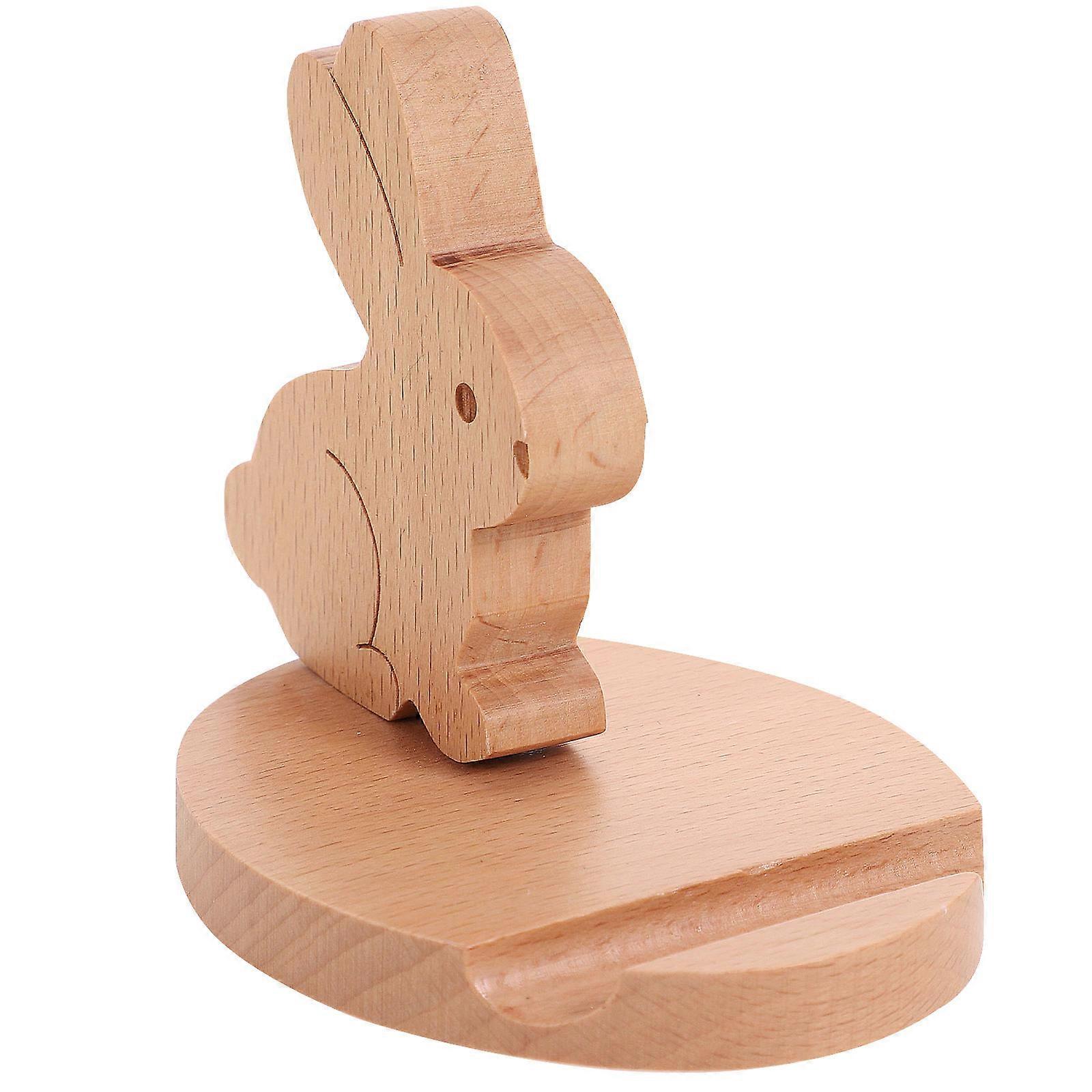 Cellphone Holder Wood Bunny Phone Stand for Desk Use 2Pcs