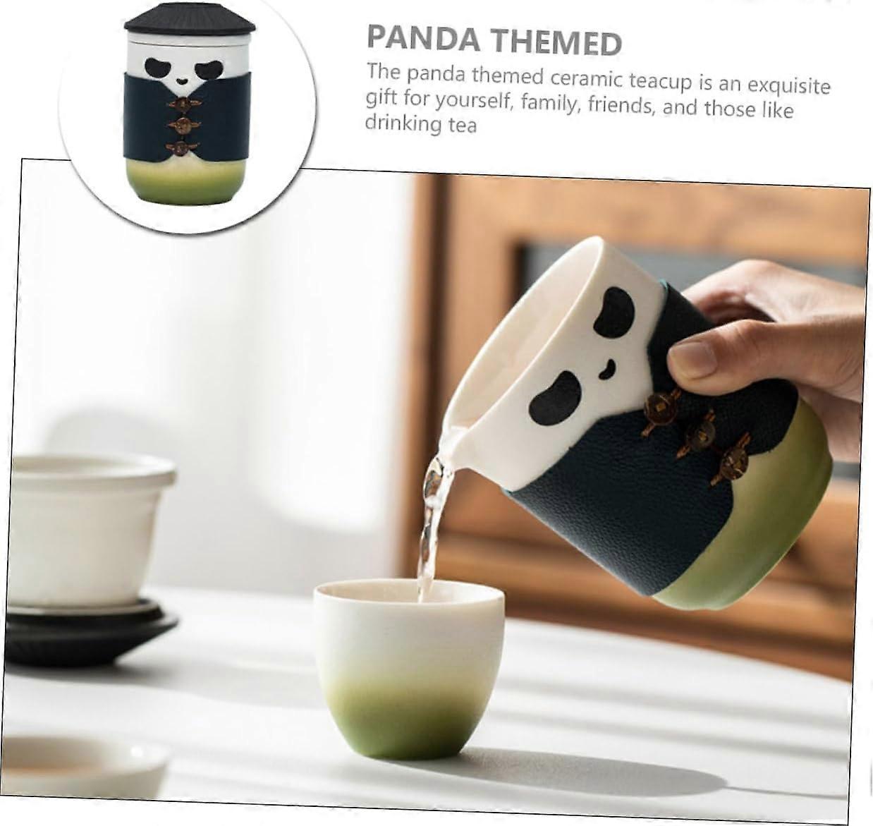 Ceramic Tea Cup Panda Cup With Infuser For Chinese Tea Tasting  12.5X8.5X8.5CM Home