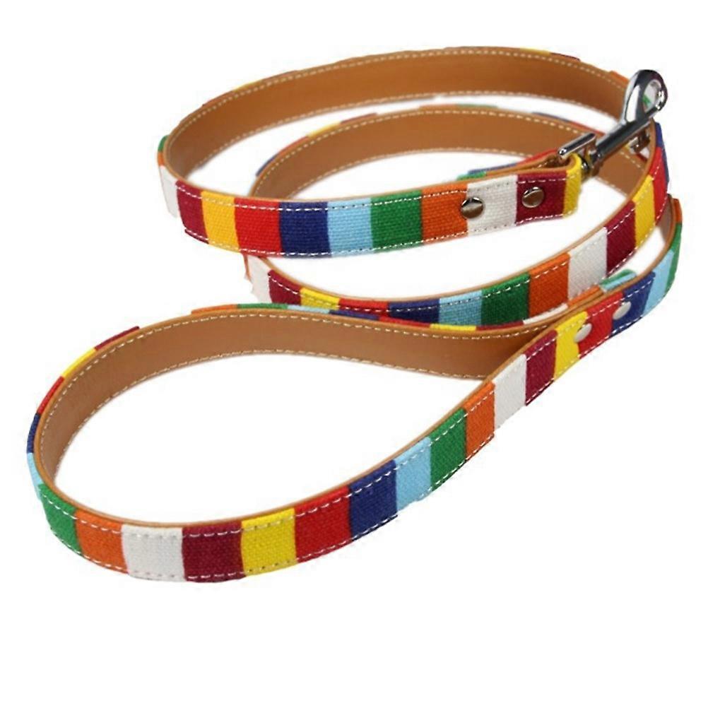 Pet Training Leash Durable Rainbow Lead Leash Canvas Handle