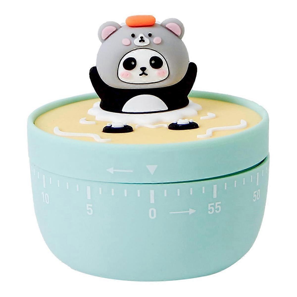 60 Min. Mechanical Kitchen Timer Panda Bathroom Manual Timer Green