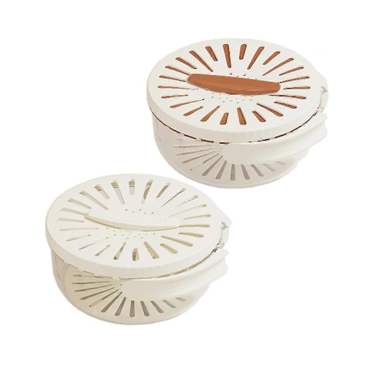 2Pcs Draining Bowl Drainage Basket Funnel Bilayer Foldable Fruit