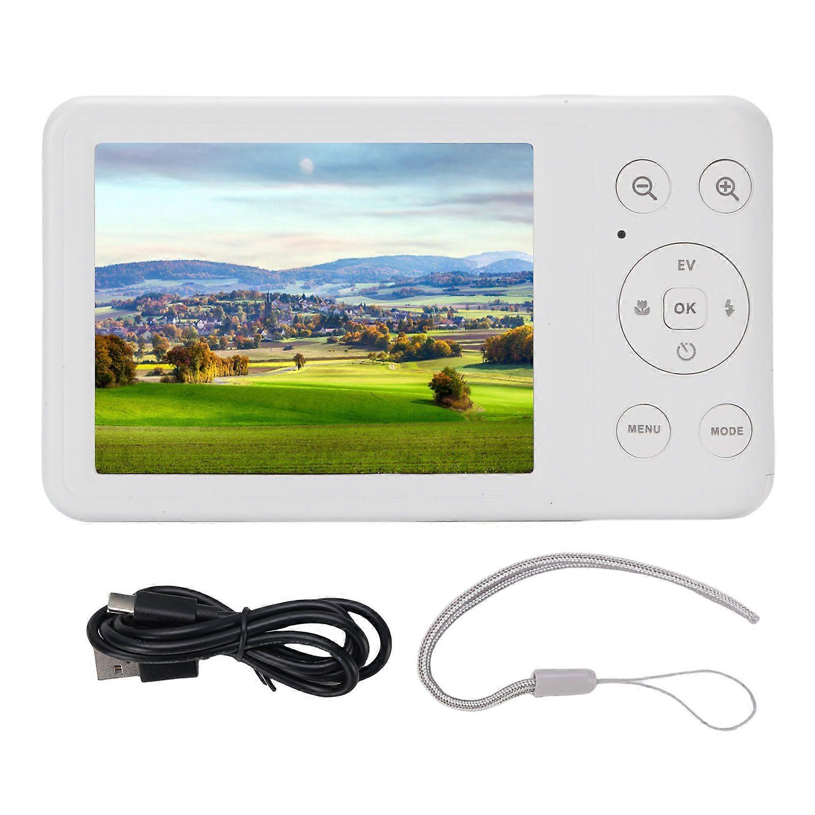 4K Digital Camera 64MP HD 3 Inch Screen 10X Optical Zoom 2X Digital Zoom Autofocus WiFi Digital Camera with Flash for Photography White