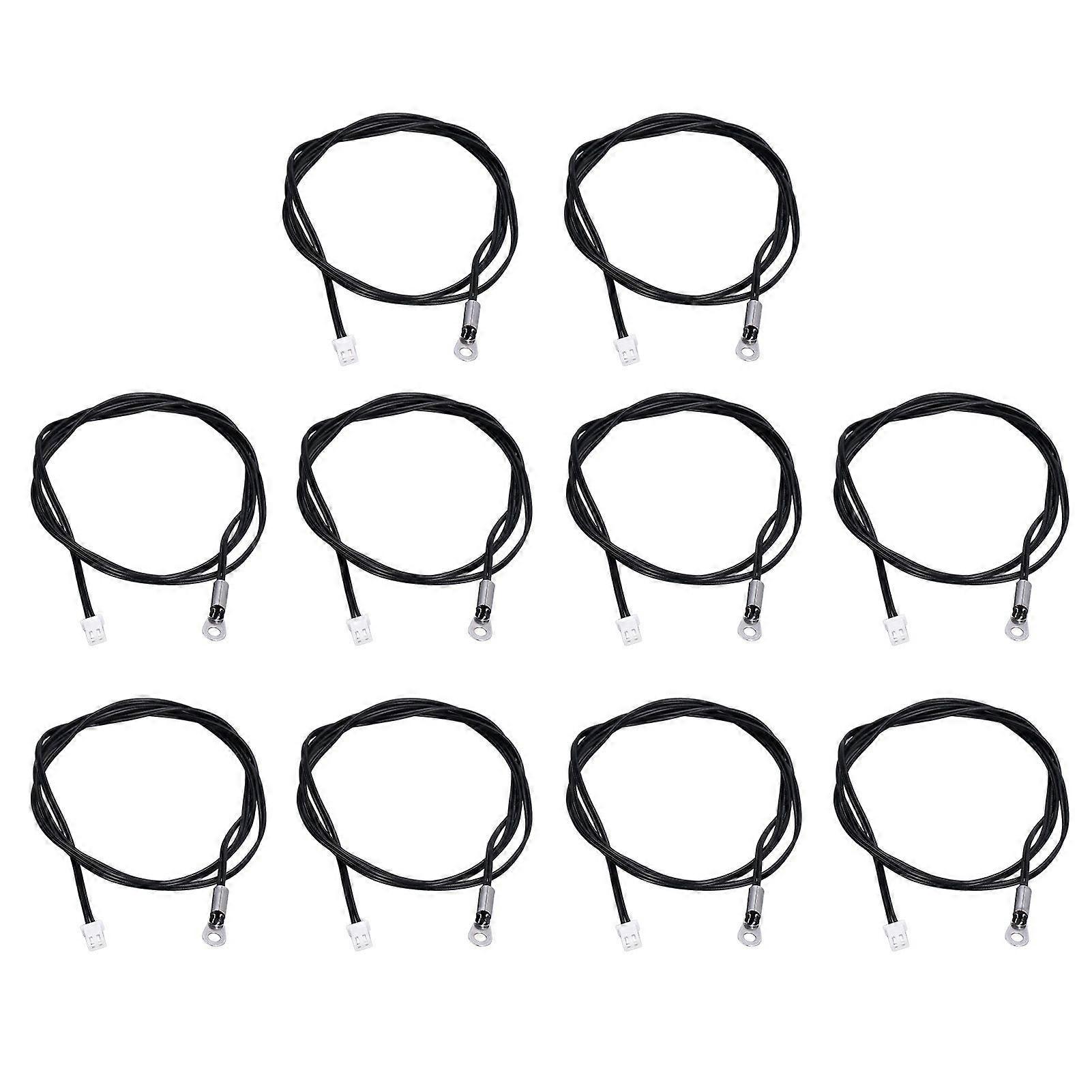 10Pcs NTC Thermistor Probe Temperature Sensor Round Lug Cold Pressed Terminal Connector 1meter5K B3470