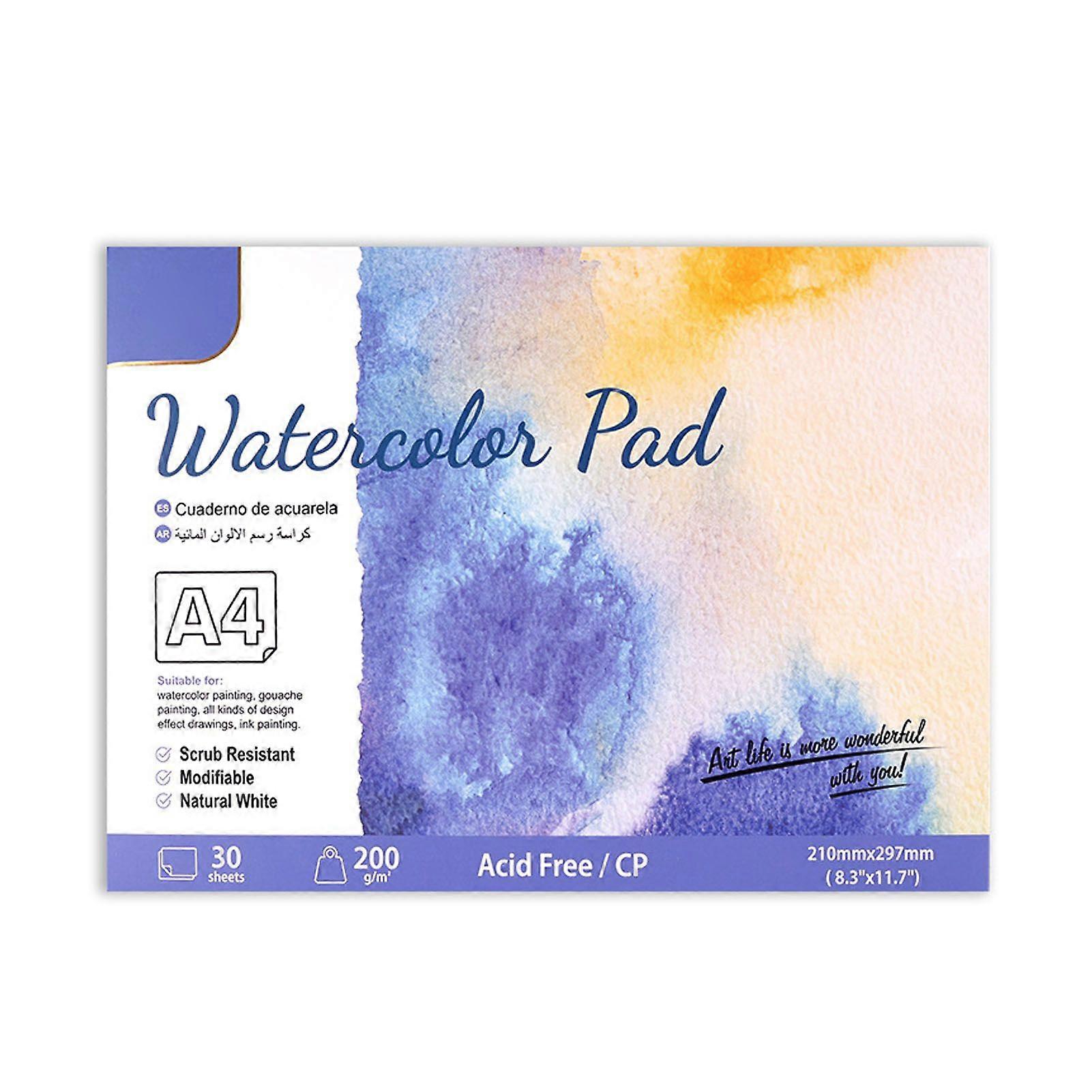 Watercolor Paper Pad Cotton Sketchbook for Artists Adults Students Painting Drawing 200g 30 Sheets Medium Coarse Grain SC06-A4 297 X 210 X 10mm