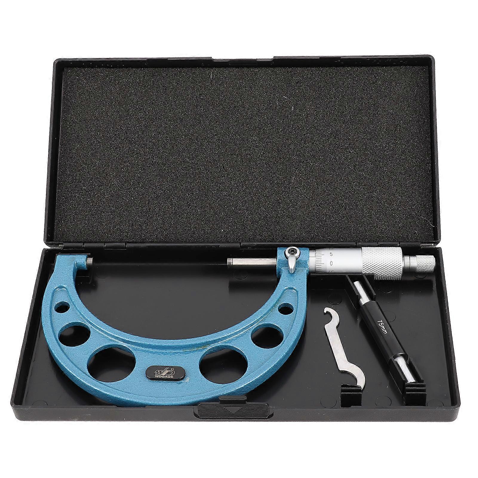 External spiral micrometer caliper, mechanical structure locking device, 75-100 mm