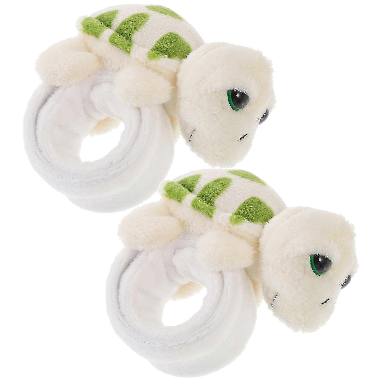 Animal Slap Bracelet for Kids Plush Turtle Theme 4Pcs Snap Wristband