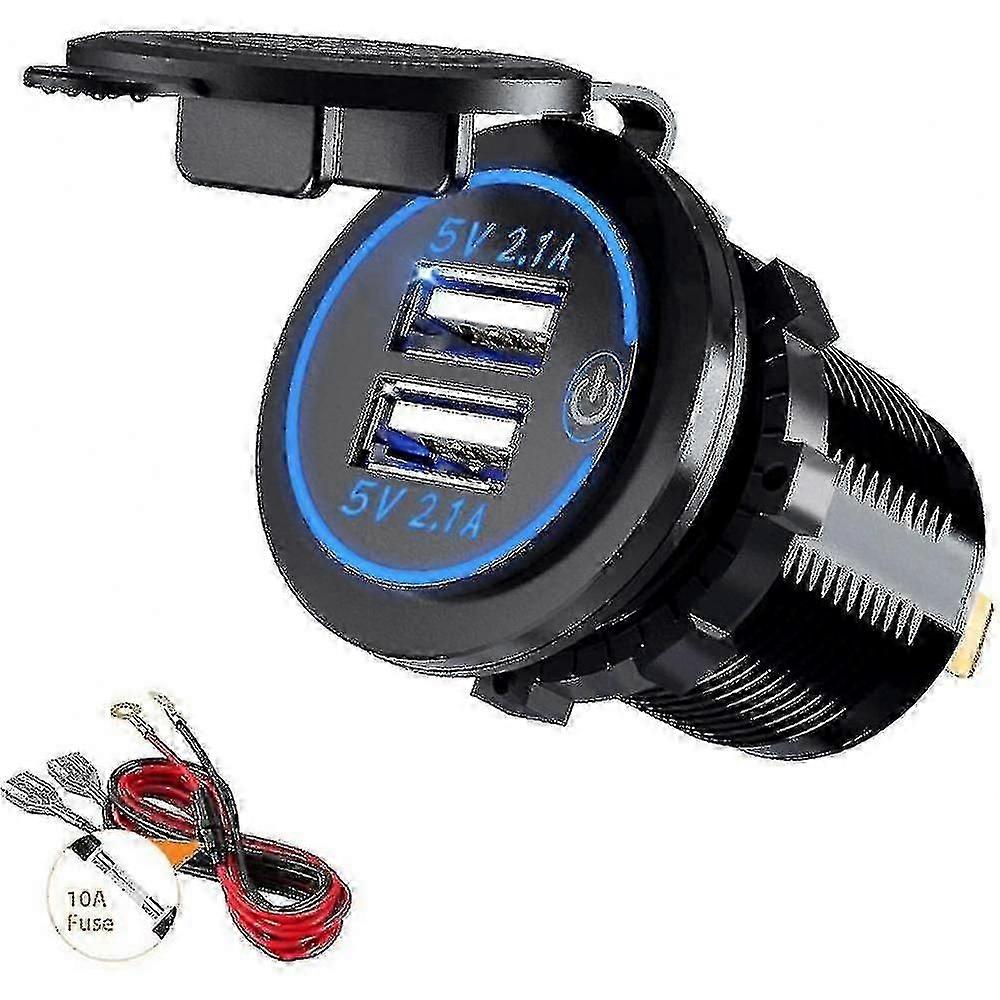 Car Usb Charger Socket For 12v-24v Vehicles,blue