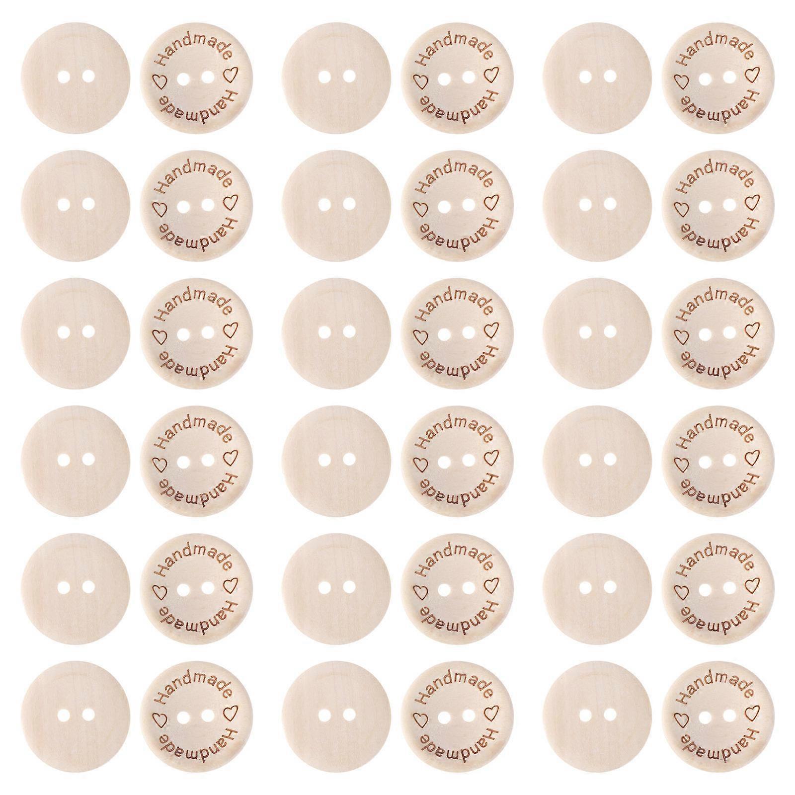 Wooden Buttons Carved Buckles for Clothing Decoration 100Pcs Khaki Material