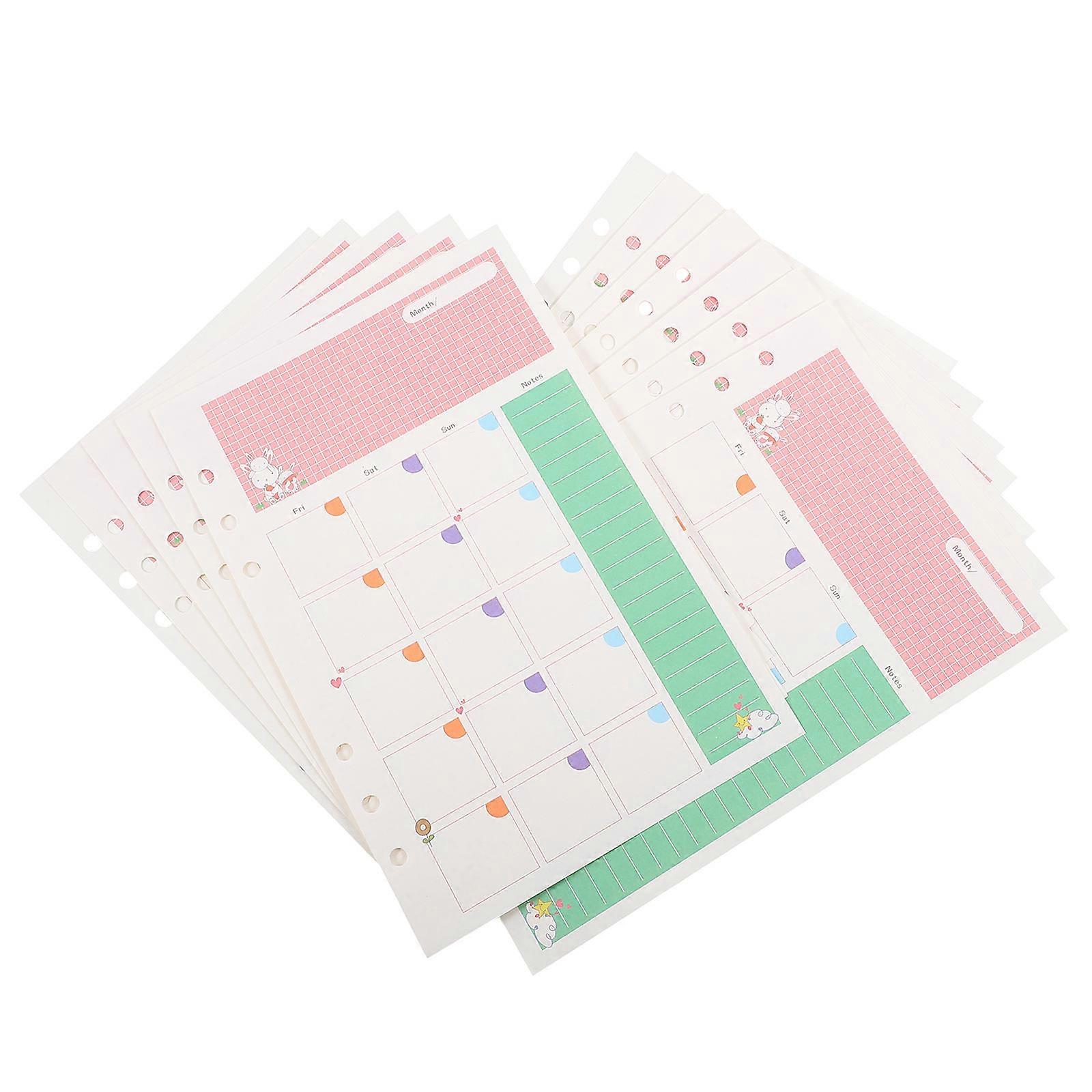 A5 Paper Refills 6 Holes Loose Leaf Paper for 2Pcs Colorful Planner Sheets