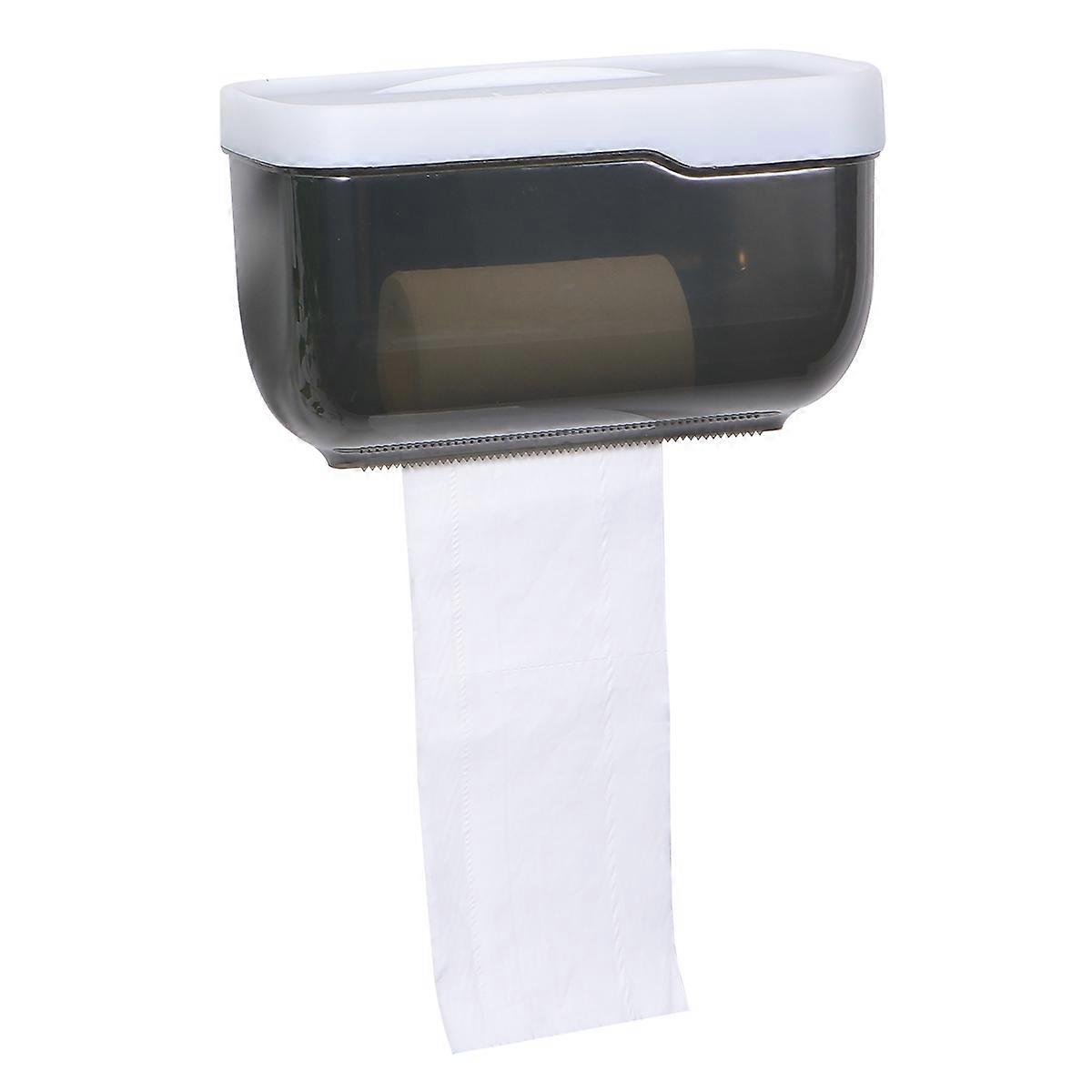 Tissue Storage Box for Storage 2Pcs Wall Mounted Plastic Grey Holder