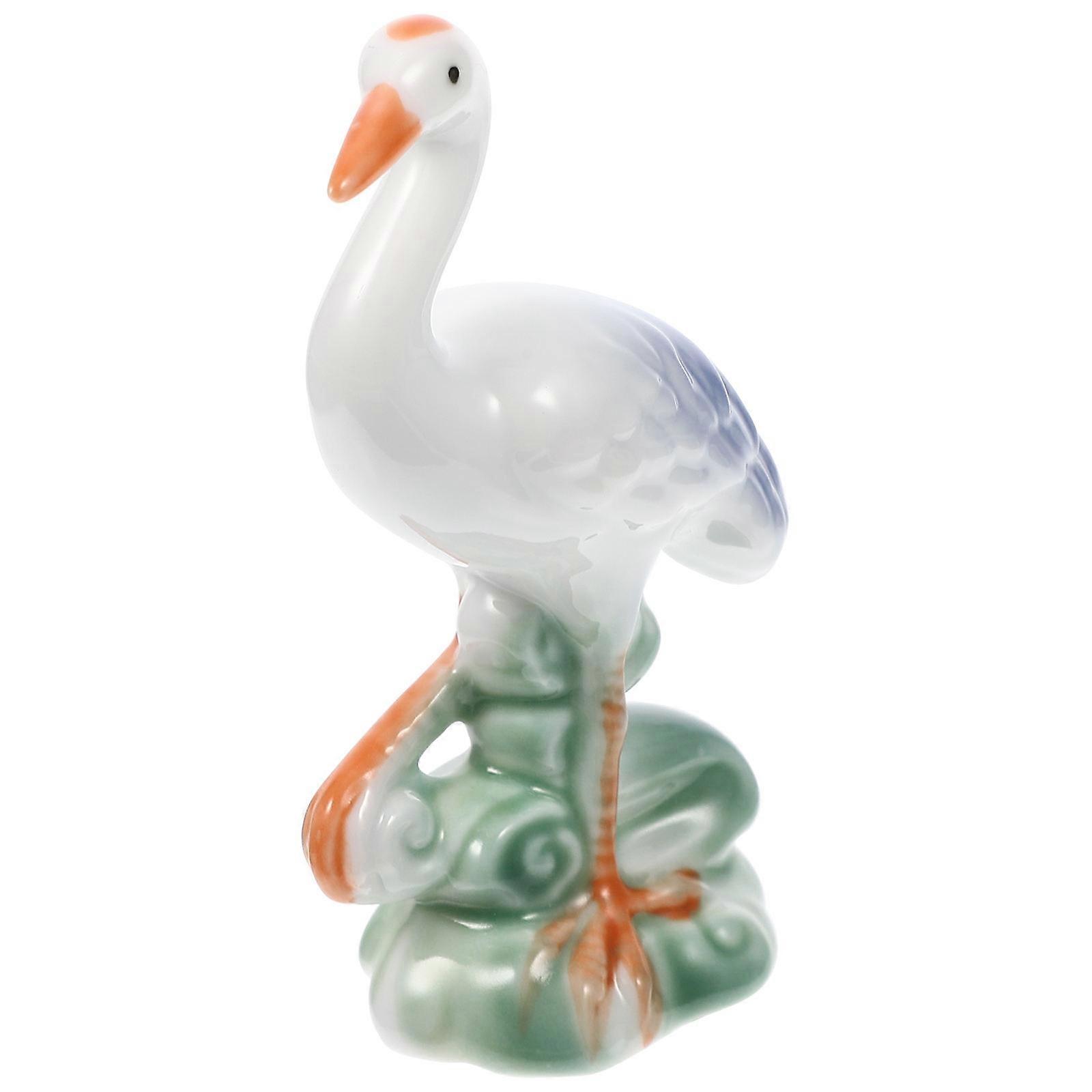 Ceramic Crane Statue Ornament for Desktop Use 5Pcs Assorted Colors Set