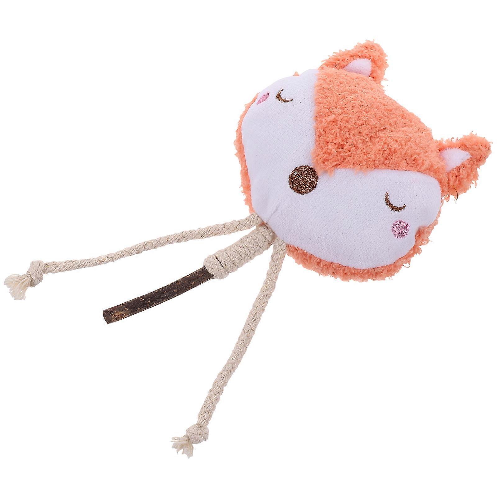 Silvervine Cat Teaser Rod Plush Animal Head Chew Toy for Pets 4Pcs