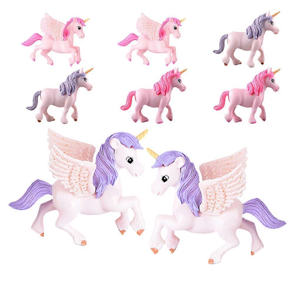 Unicorn Statue Plastic Adornment for Bonsai 16Pcs Micro Landscape Set