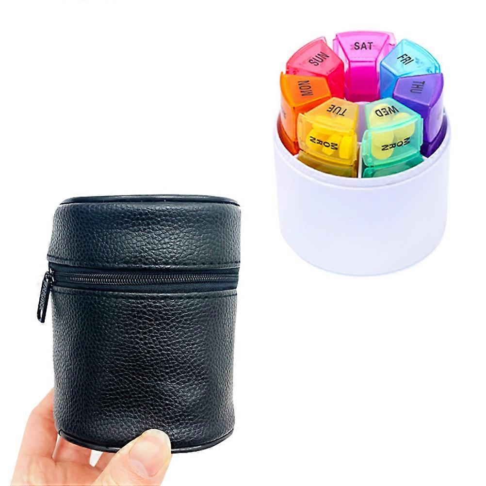 Weekly Pill Cases 2Sets for Storage Portable Medicine Boxes with PU Bag